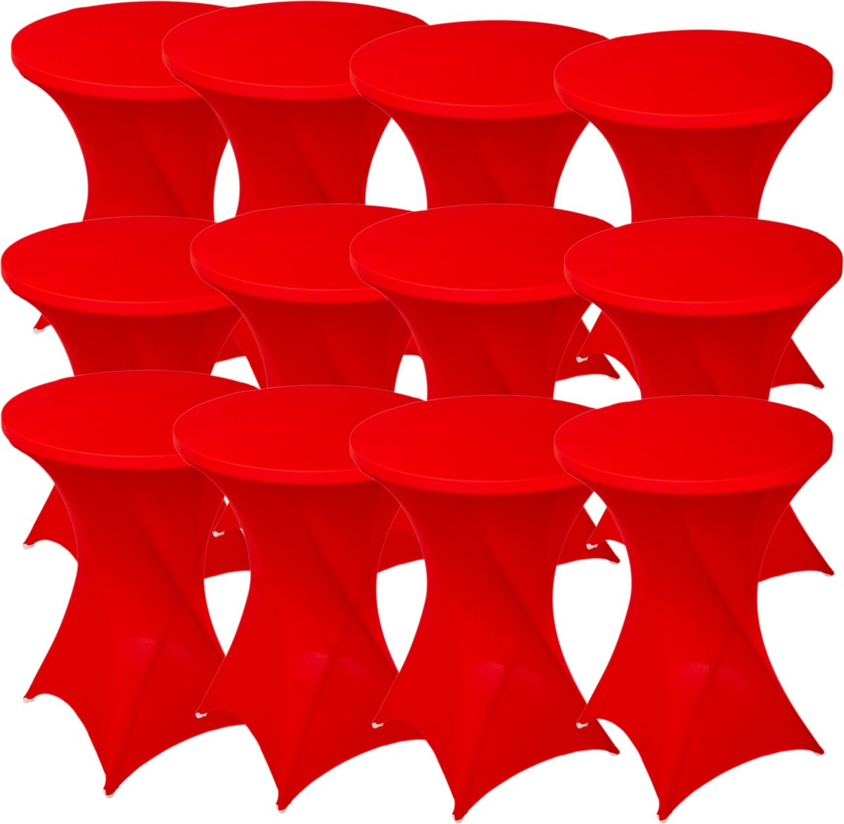 Statafelrok Rood x 12 – ∅80-85 x 110 cm – Stretch 12 stuks –   voor Statafel – Geschikt voor Horeca Evenementen | Sta Tafel Hoes | Staantafelhoes | Cocktailparty | Trouwerij